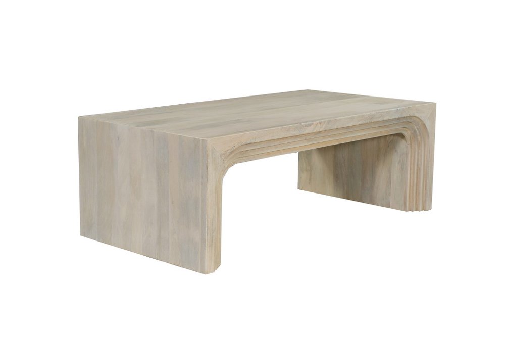 51" White Solid Wood Double Pedestal Coffee Table