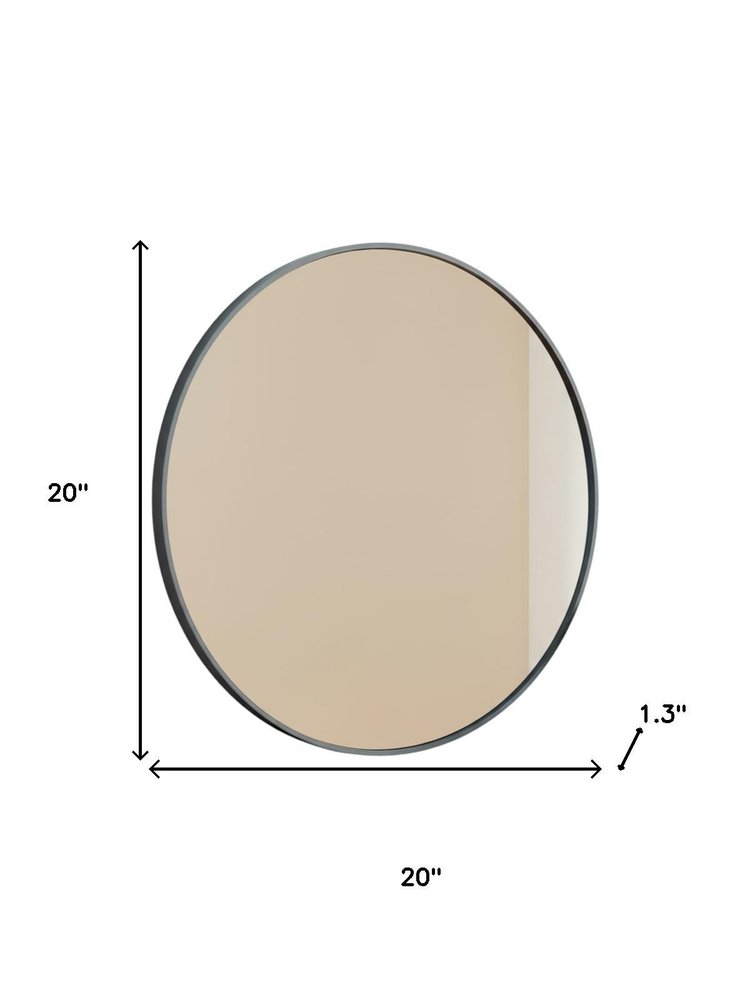 20" Black Metal Round Framed Bathroom Vanity Mirror