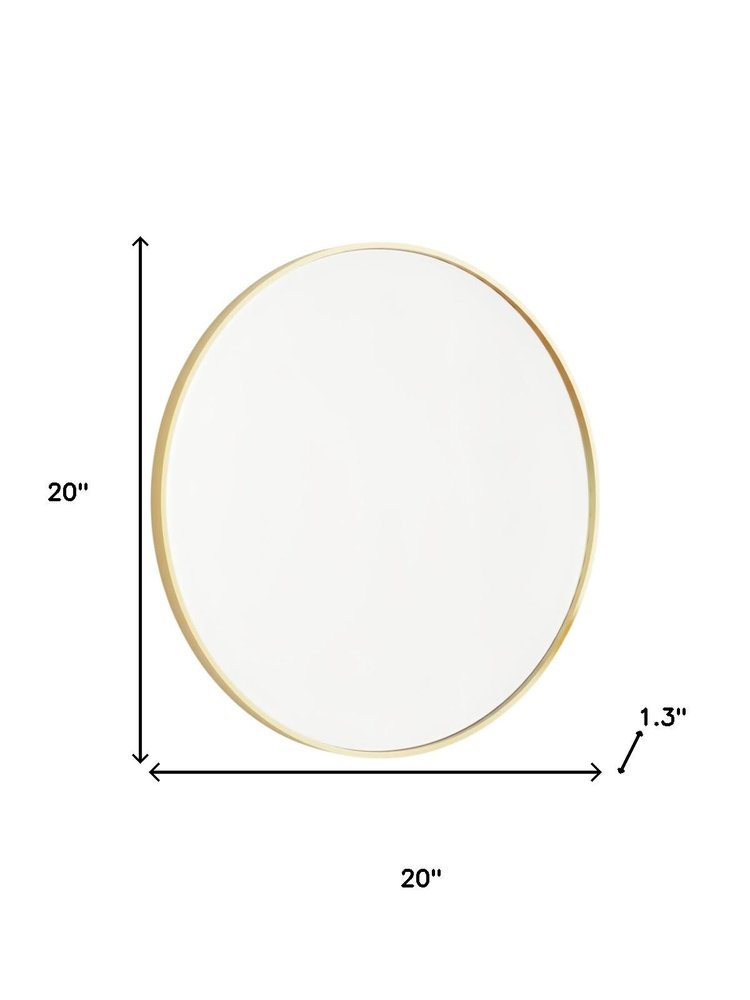 20" Gold Metal Round Framed Bathroom Vanity Mirror