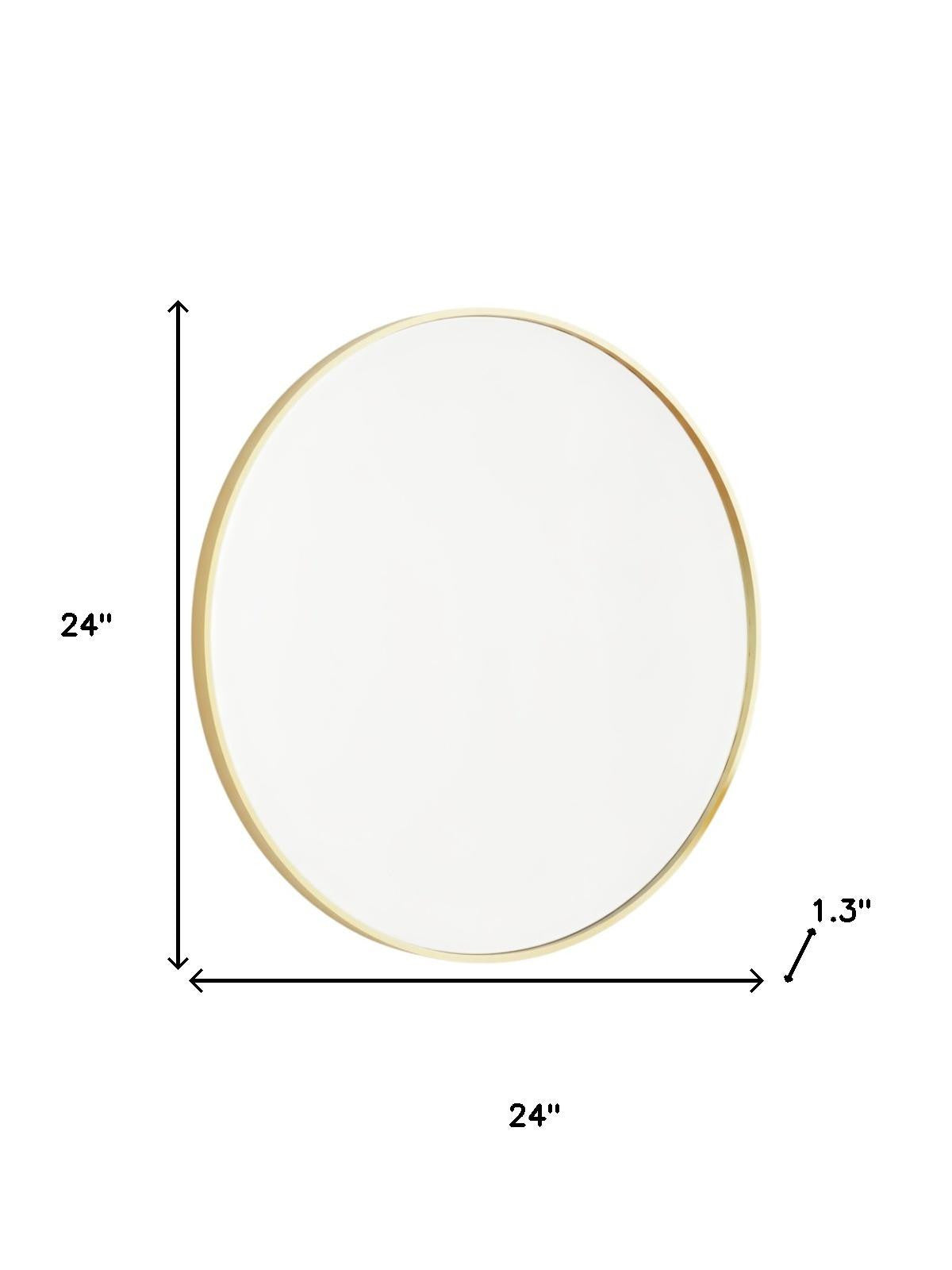 24" Gold Metal Round Framed Bathroom Vanity Mirror