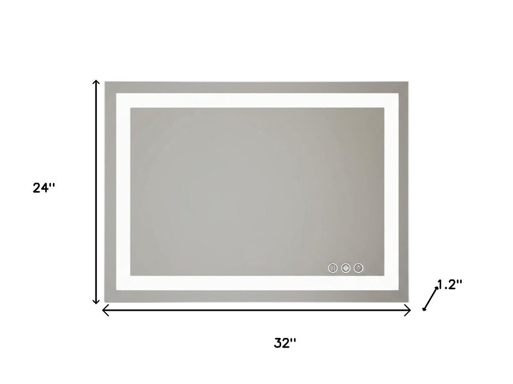 24" Clear Lighted Frameless Bathroom Vanity Mirror