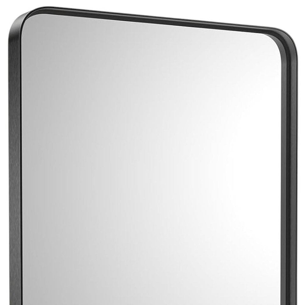 35" Black Metal Floating Framed Bathroom Vanity Mirror