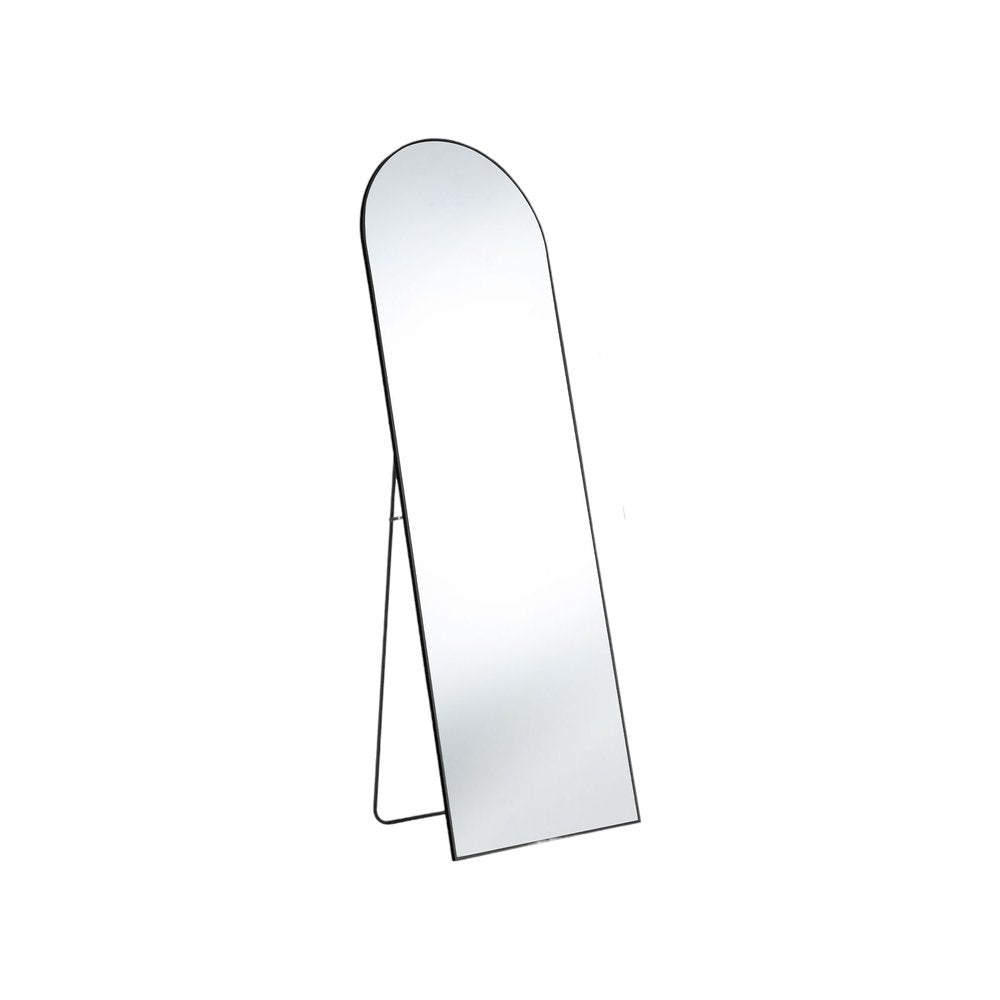 63" Black Metal Arch Freestanding and Wall Mount Framed Full Length Mirror