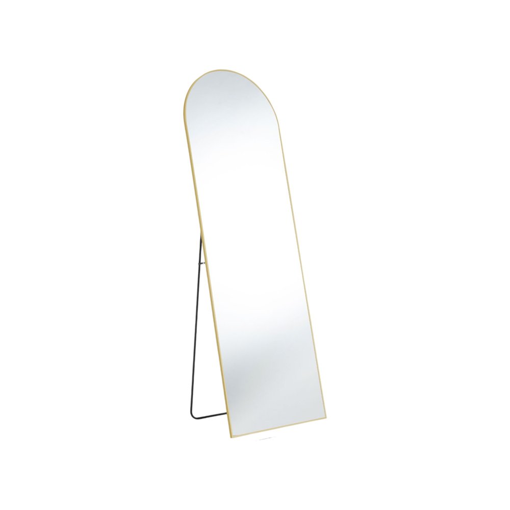 63" Gold Metal Arch Freestanding and Wall Mount Framed Full Length Mirror
