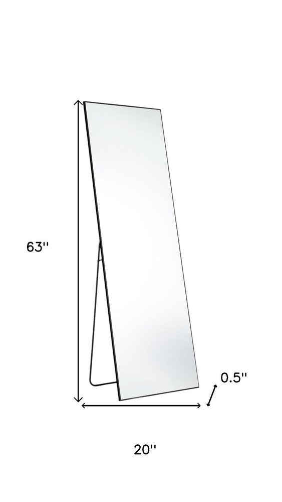 63" Black Metal Freestanding and Wall Mount Framed Full Length Mirror