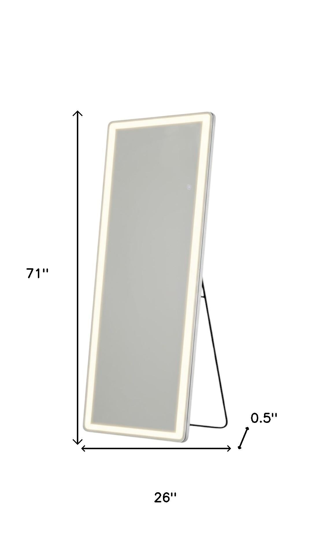 71" Clear Lighted Freestanding and Wall Mount Frameless Full Length Mirror