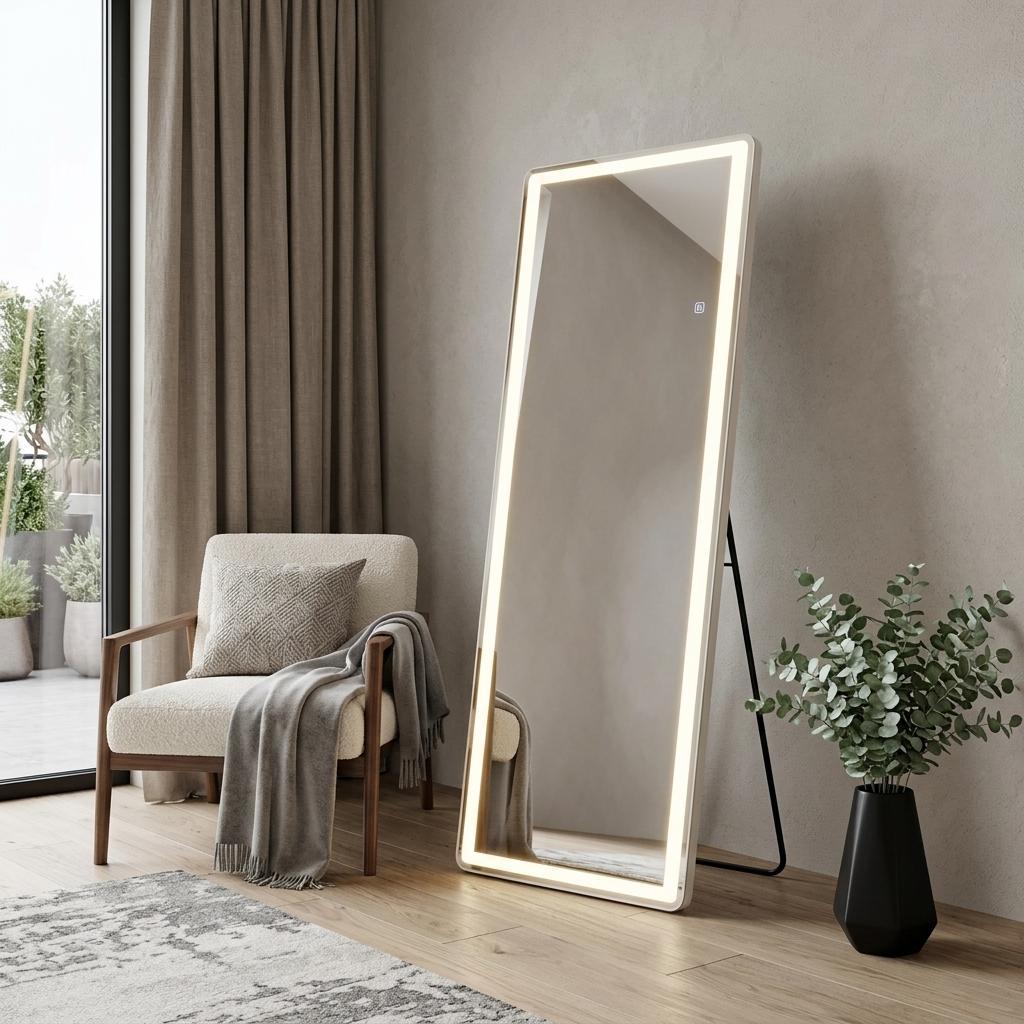 71" Clear Lighted Freestanding and Wall Mount Frameless Full Length Mirror