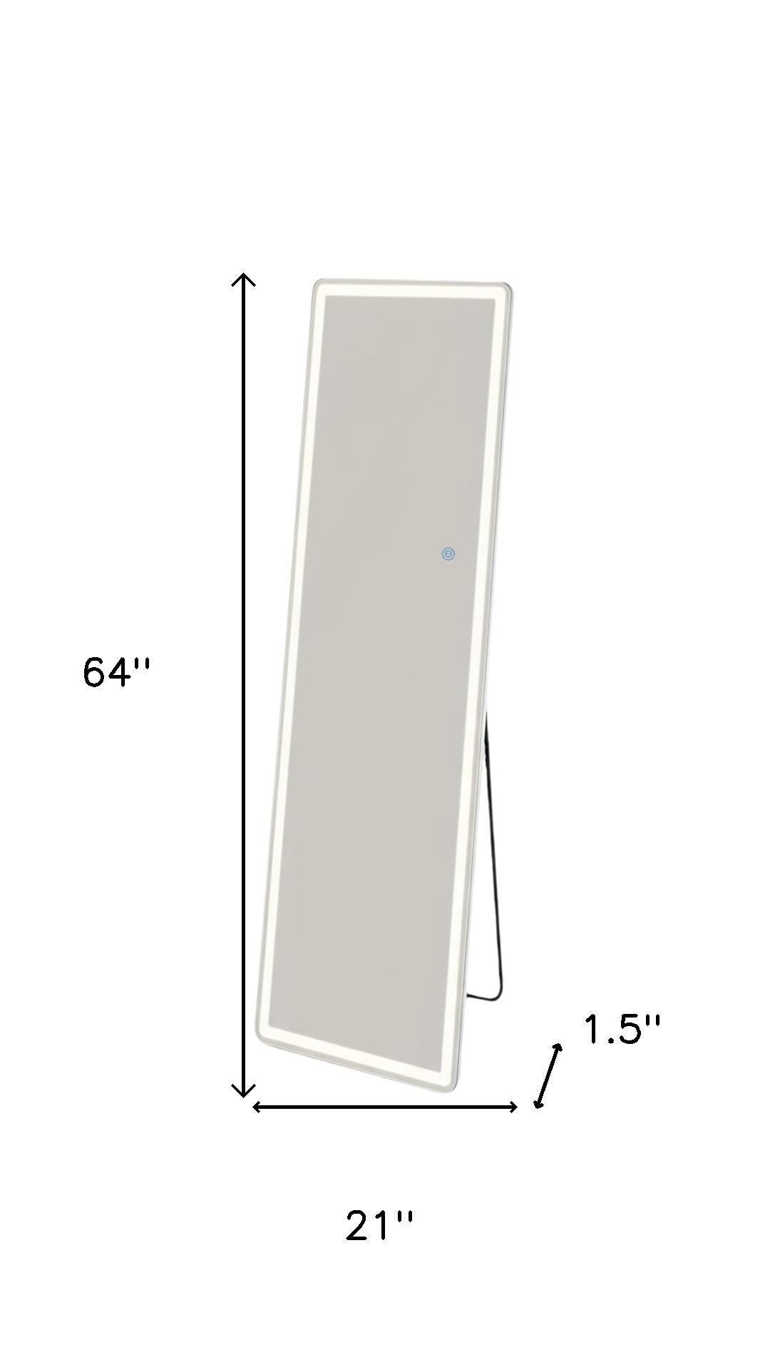64" Clear Lighted Freestanding and Wall Mount Frameless Full Length Mirror