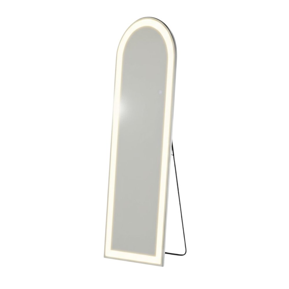 60" Clear Arch Lighted Freestanding and Wall Mount Frameless Full Length Mirror