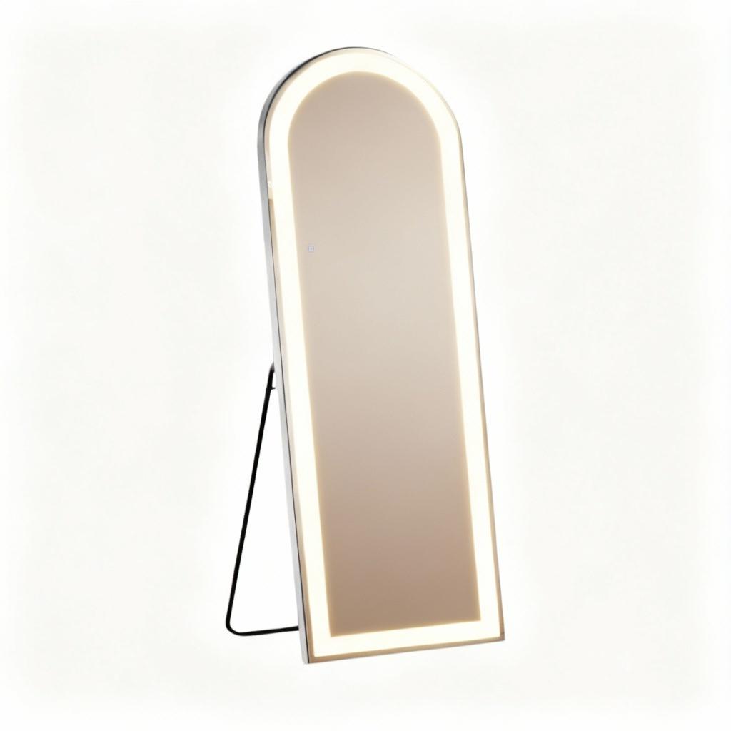 71" Clear Arch Lighted Freestanding and Wall Mount Frameless Full Length Mirror