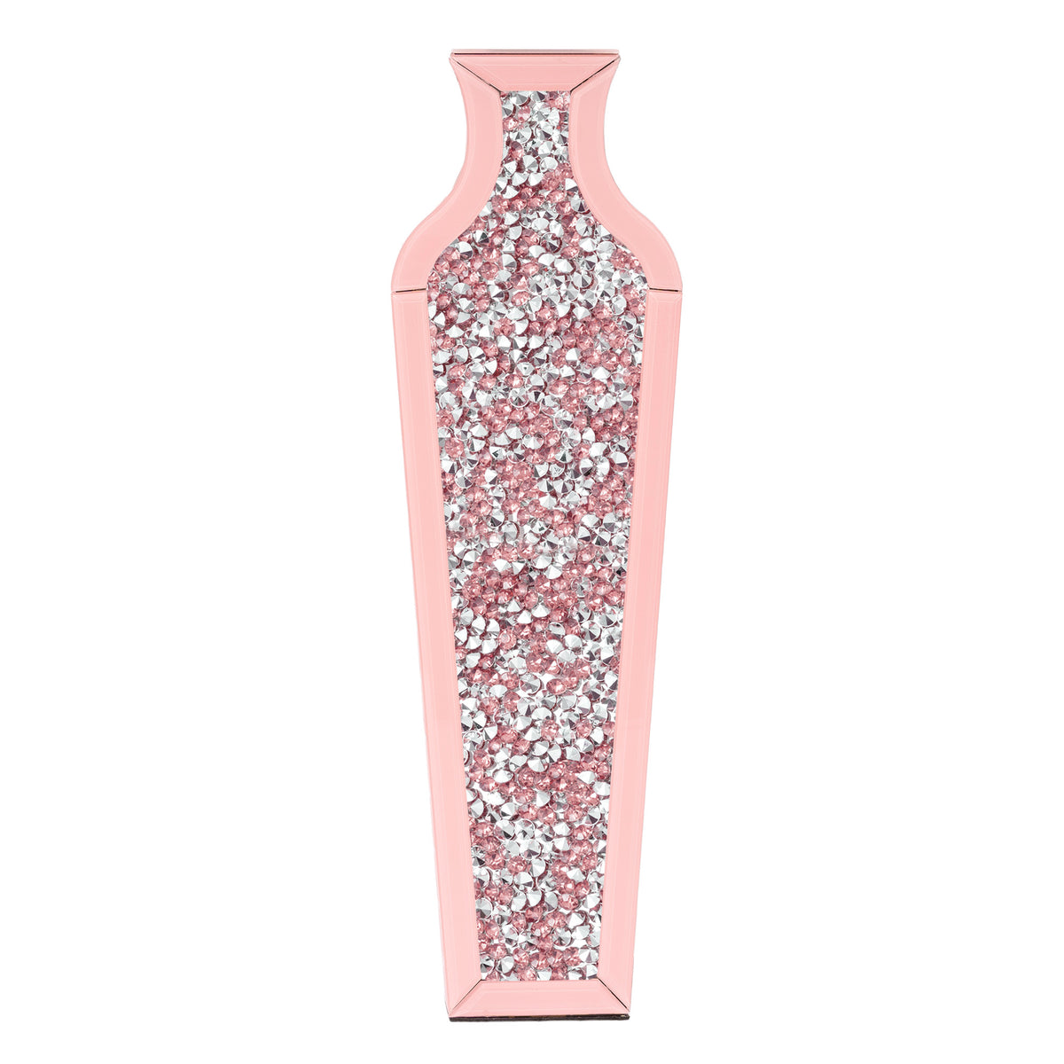 27" Pink Mirrored Glass Floor Vase With Faux Crystals