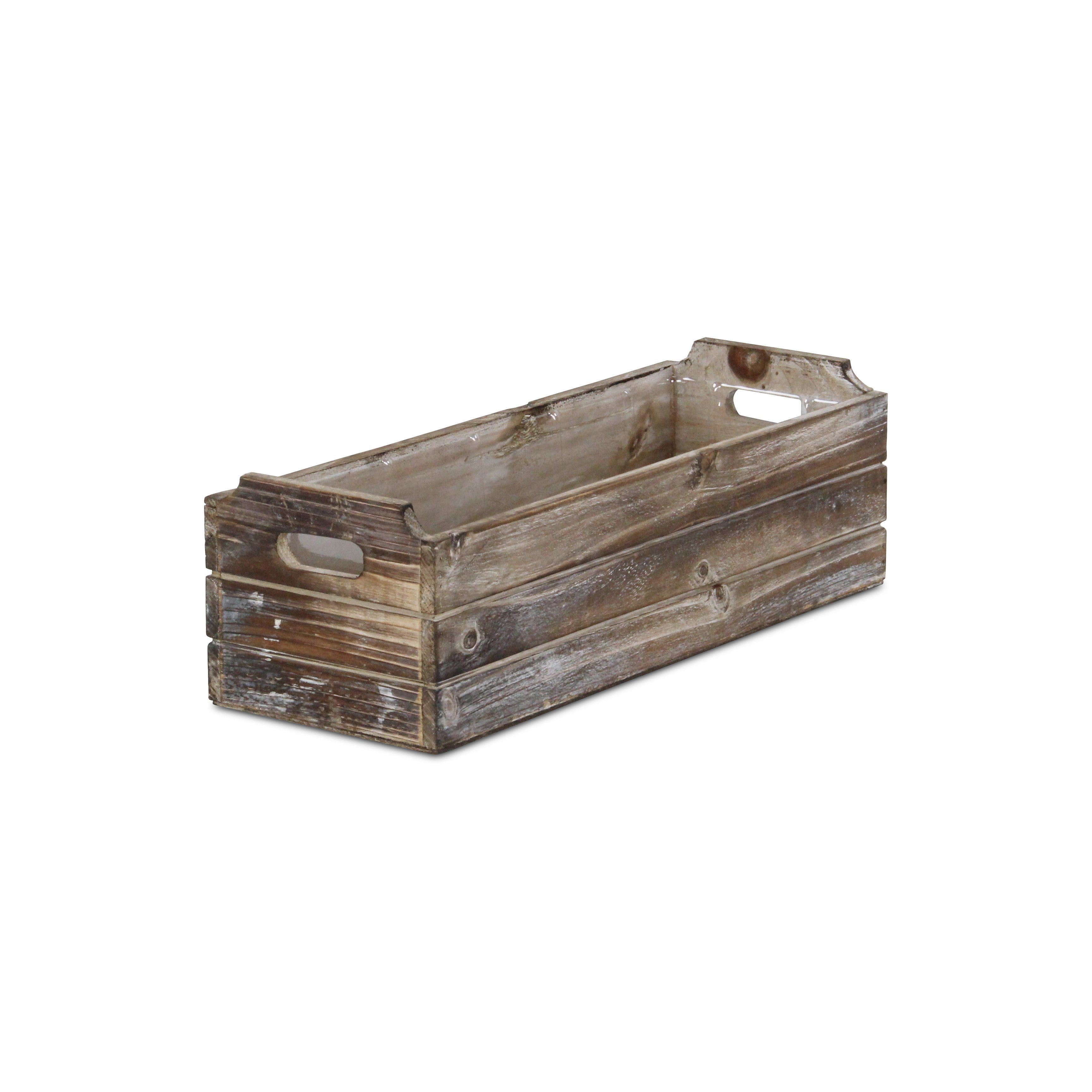 Brown Wood Rectangular Distressed Planter Box