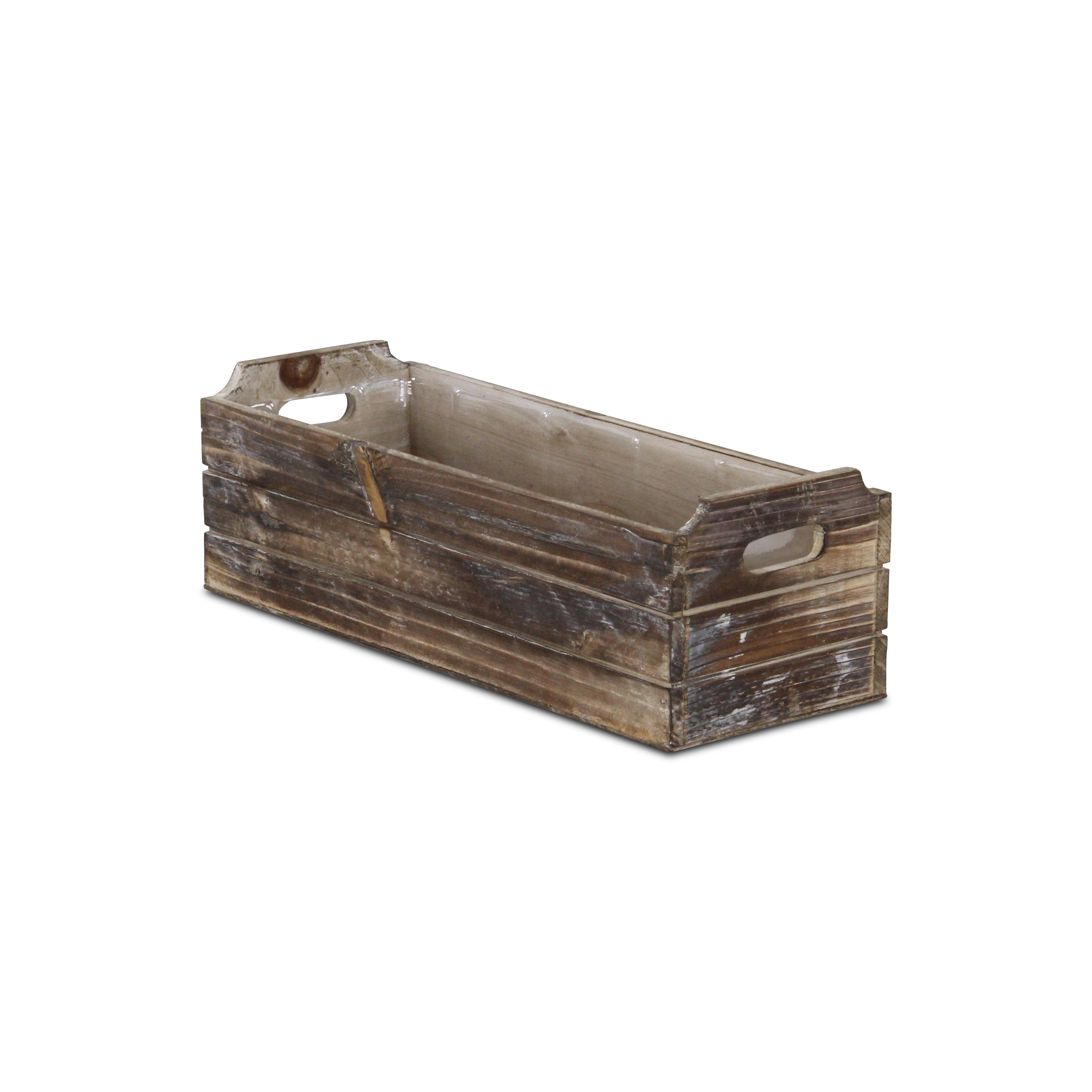 Brown Wood Rectangular Distressed Planter Box