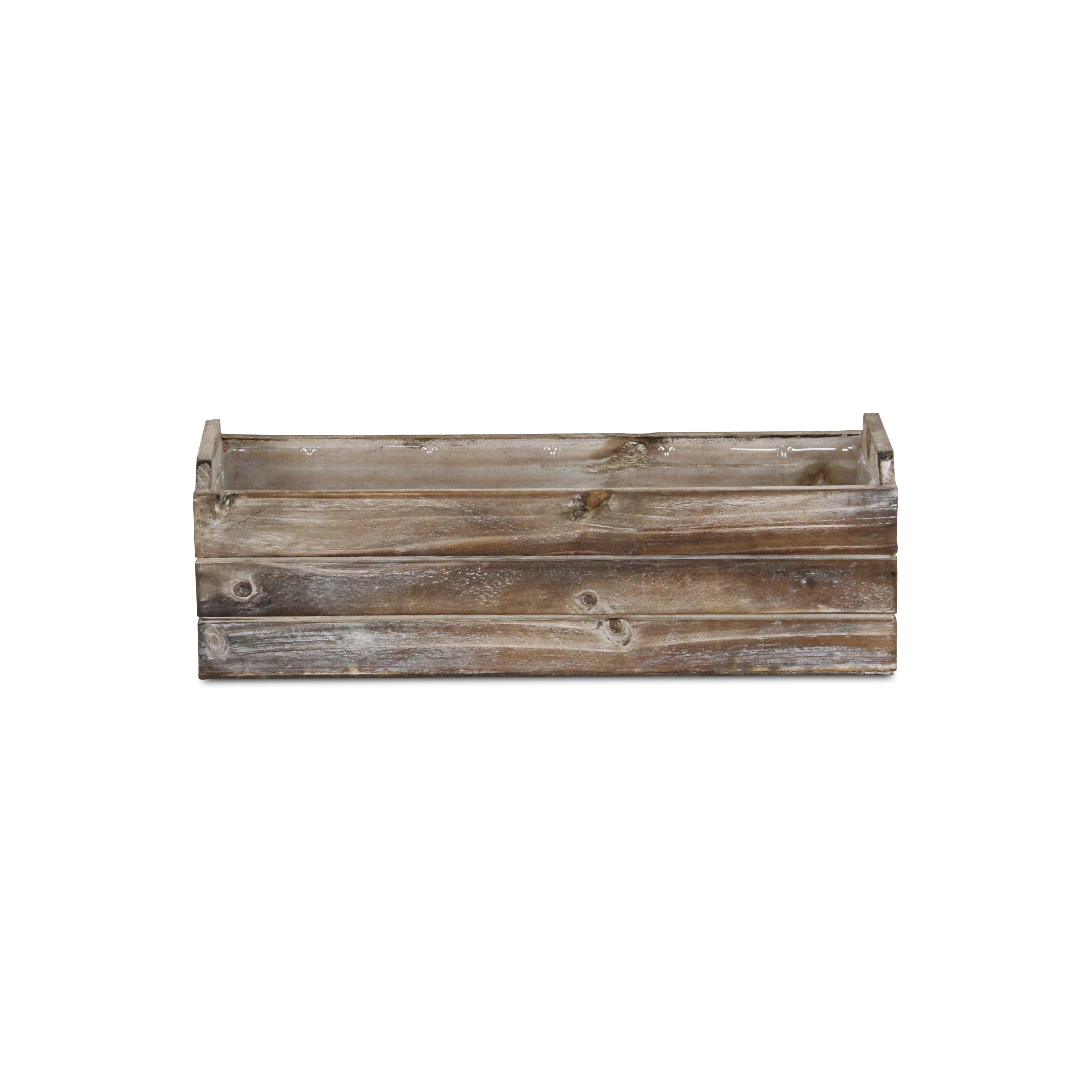 Brown Wood Rectangular Distressed Planter Box