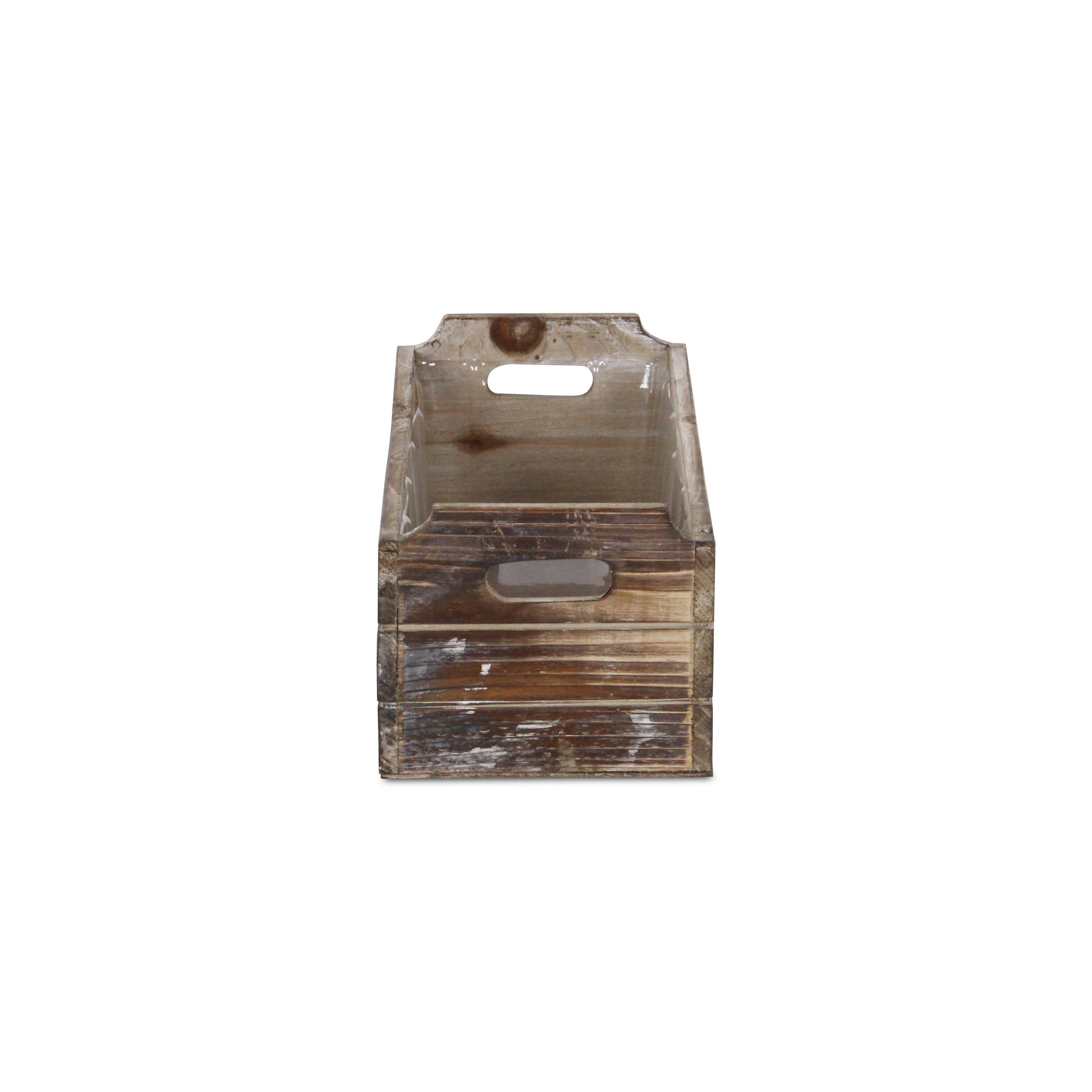 Brown Wood Rectangular Distressed Planter Box