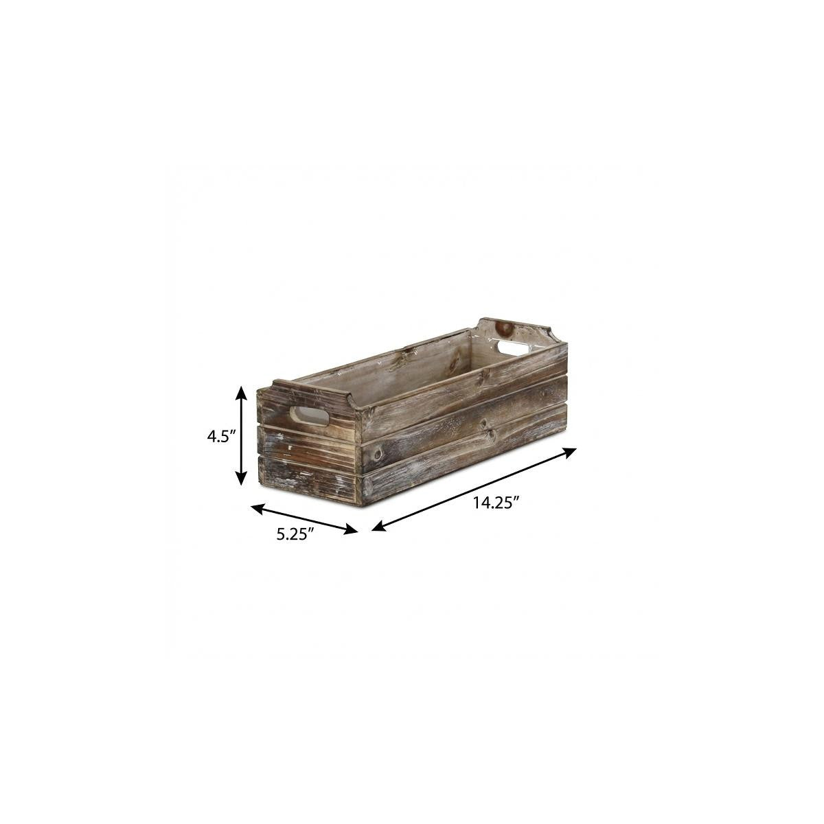 Brown Wood Rectangular Distressed Planter Box