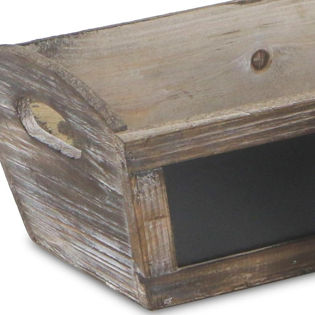 Set of Three Brown Wood Rectangular Distressed Planter Boxes