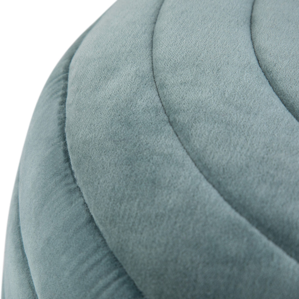 20" Turquoise Velvet Ribbed Round Pouf Ottoman