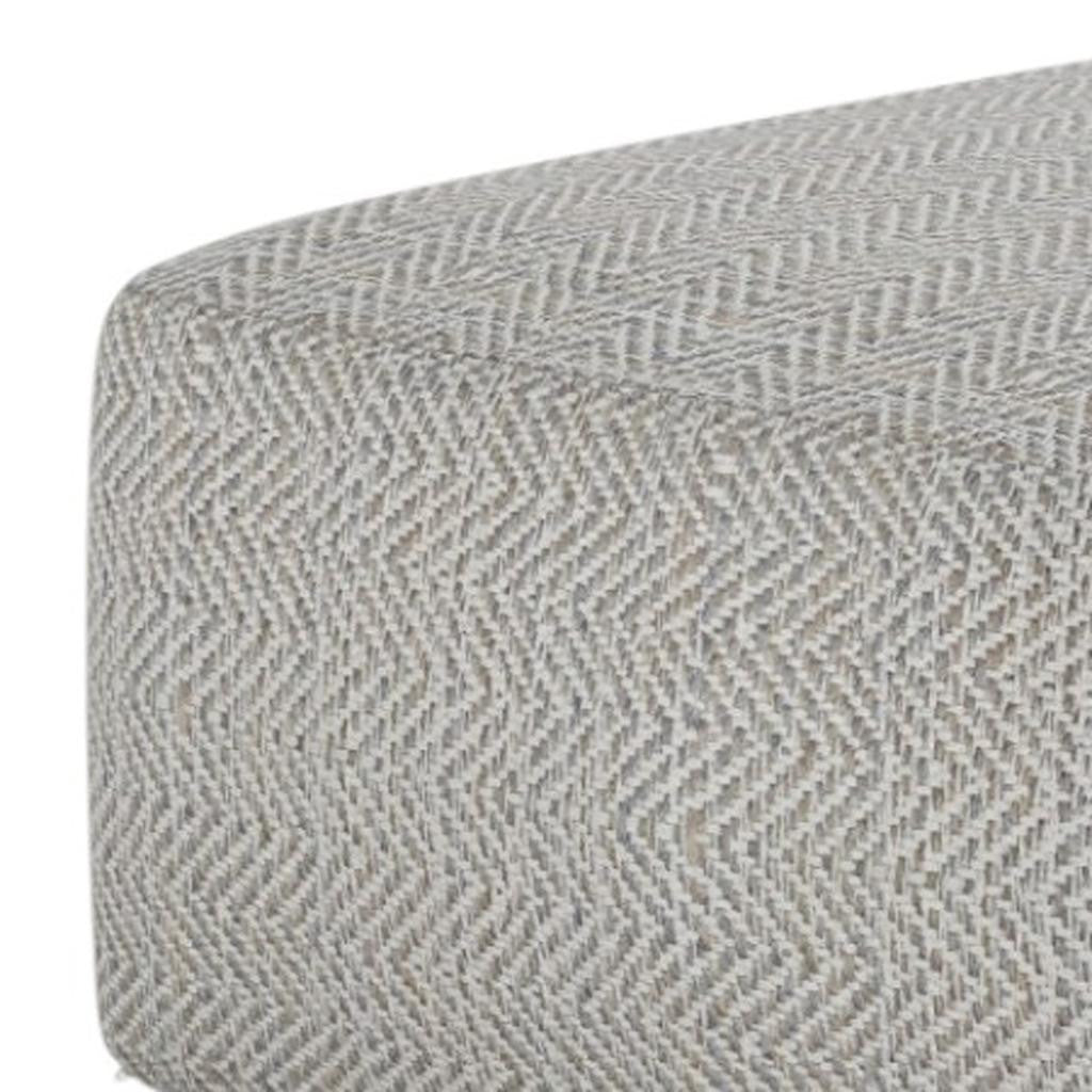 20" Gray and White Cotton Chevron Pouf Ottoman