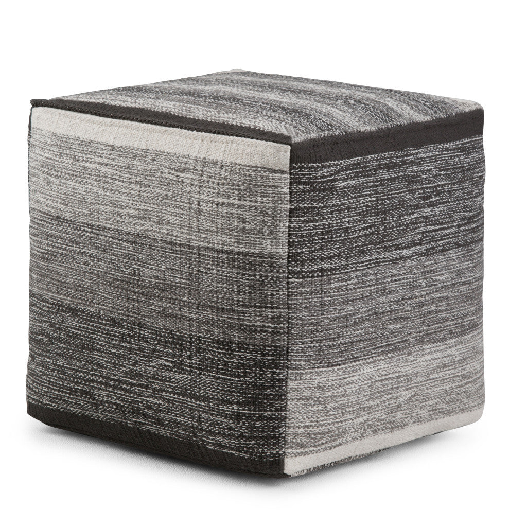 16" Gray Cotton Tone on Tone Cube Pouf Ottoman