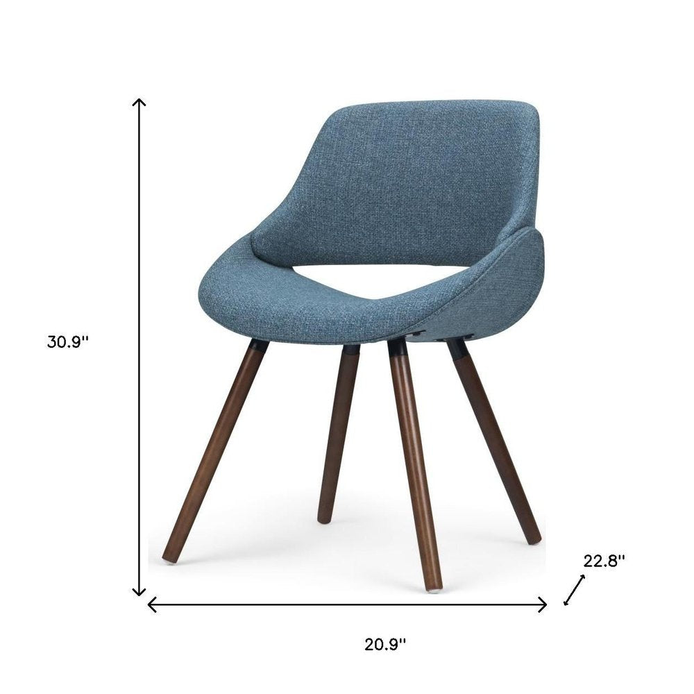 Blue and Natural Solid Wood Dining Parsons Chair