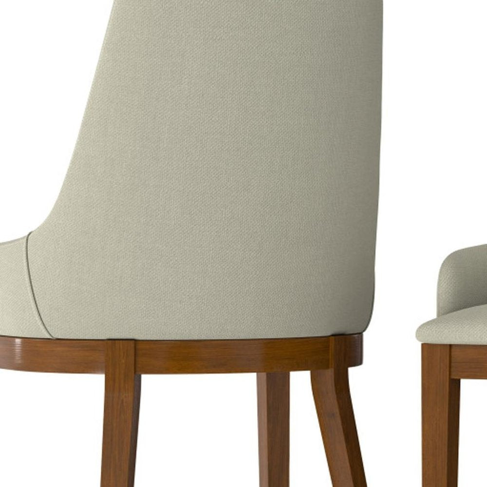 Set of Two Natural and Walnut Solid Wood Dining Parsons Chairs