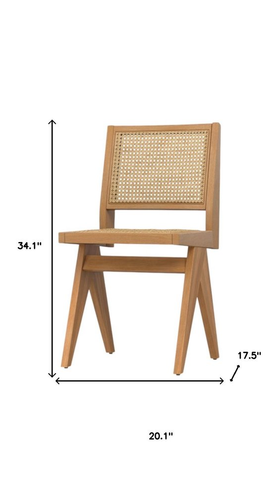 Set of Two Natural Solid Wood Dining Parsons Chairs