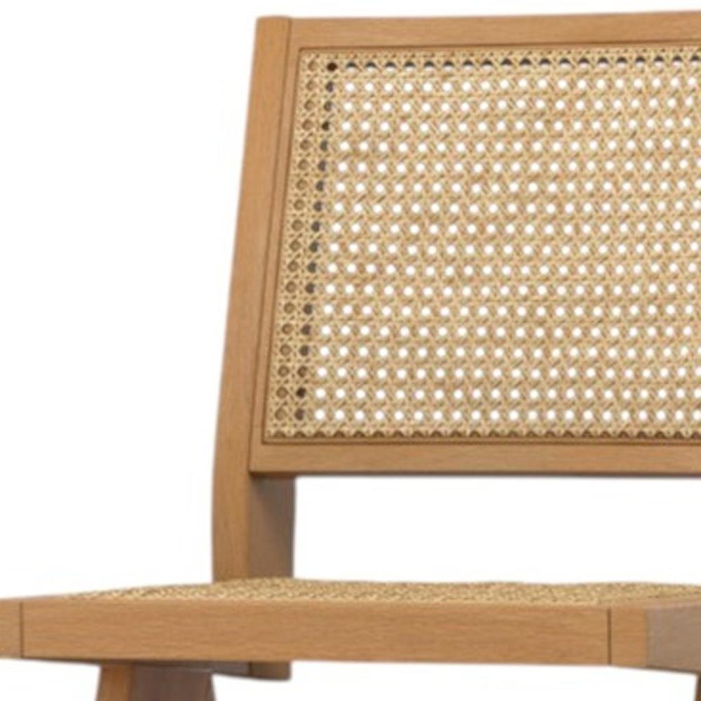 Set of Two Natural Solid Wood Dining Parsons Chairs