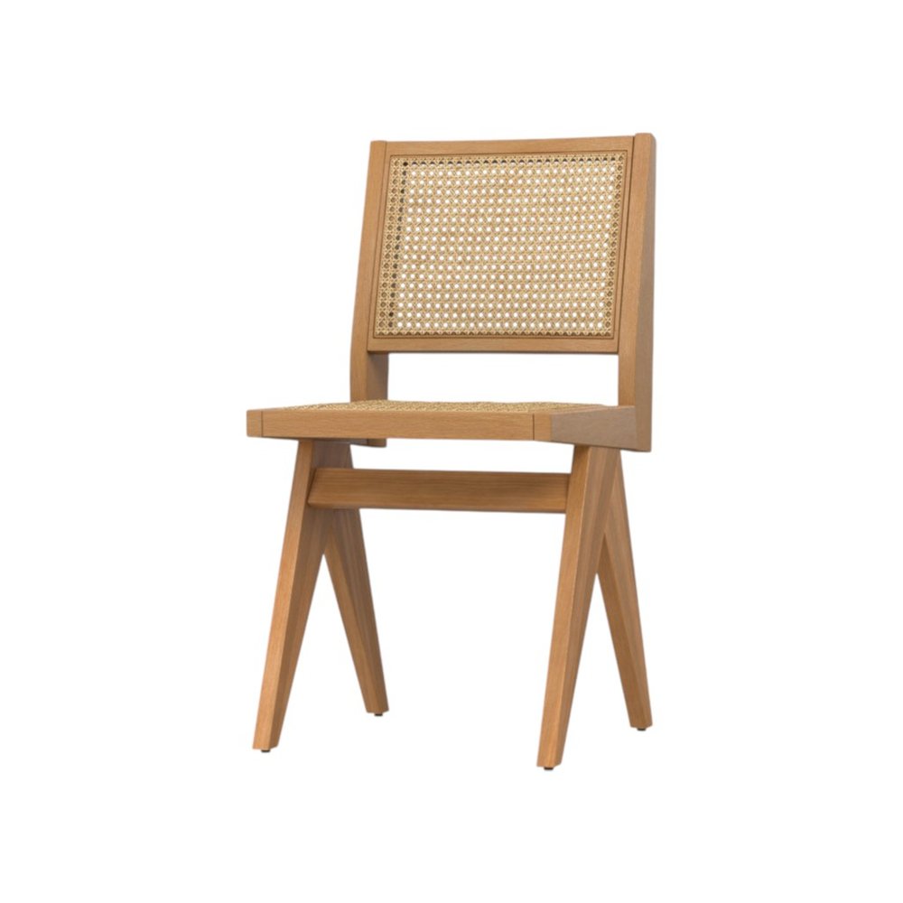 Set of Two Natural Solid Wood Dining Parsons Chairs