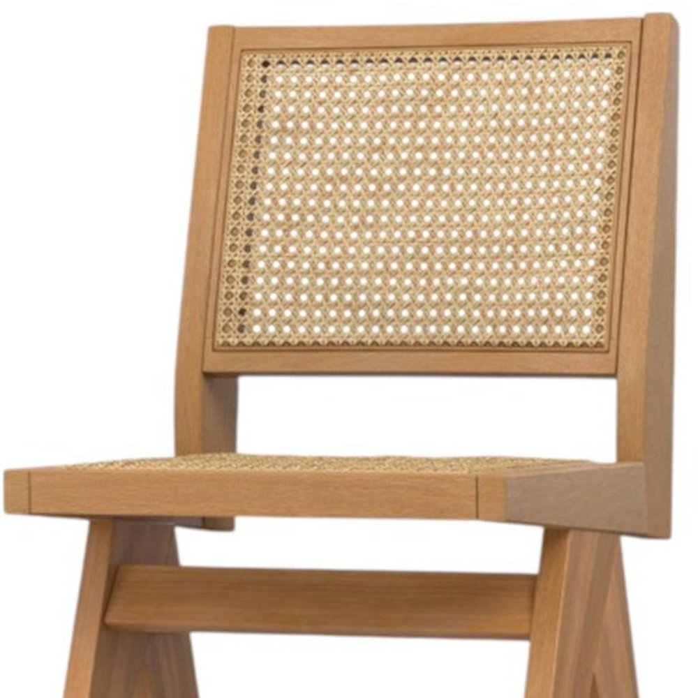 Set of Two Natural Solid Wood Dining Parsons Chairs