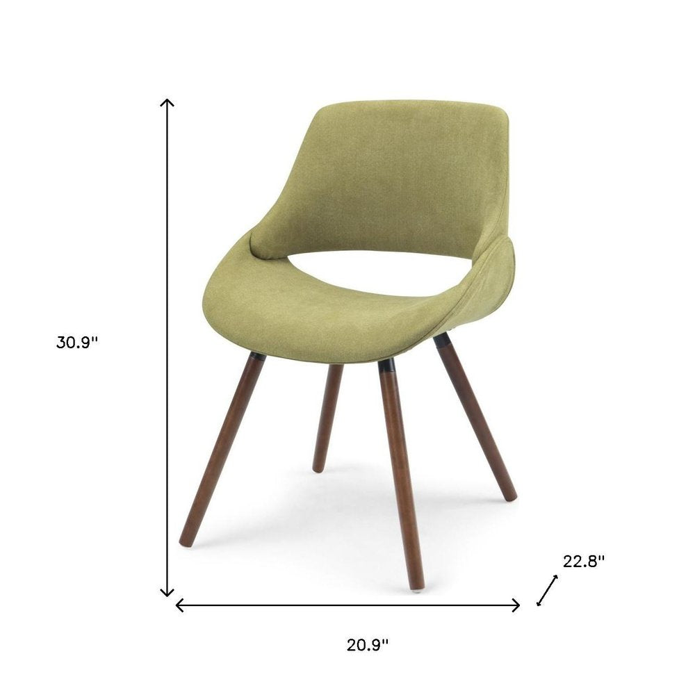 Neon Green and Natural Solid Wood Dining Parsons Chair