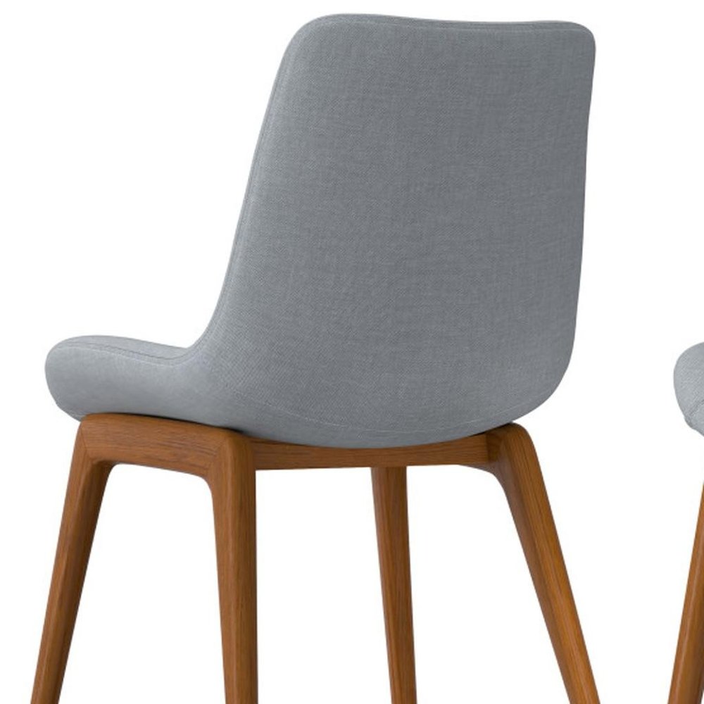 Set of Two Gray and Walnut Solid Wood Dining Parsons Chairs