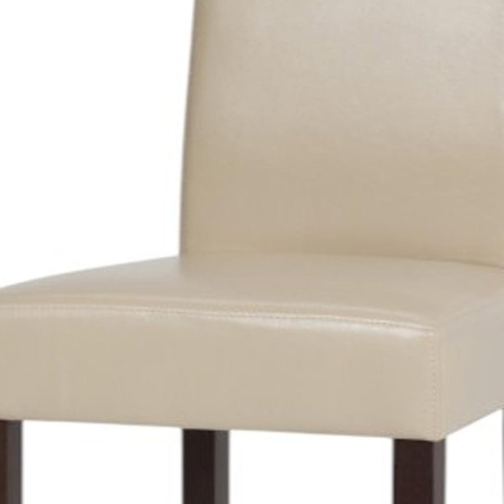 Set of Two Cream and Brown Wood Dining Parsons Chairs