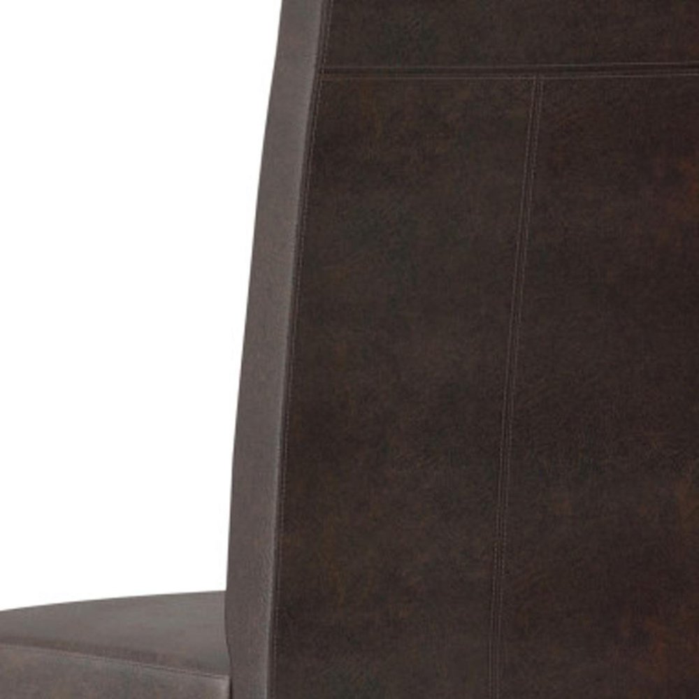 Set of Two Brown Wood Dining Parsons Chairs