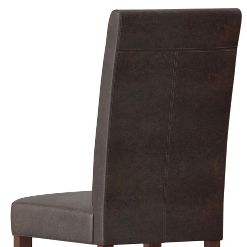Set of Two Brown Wood Dining Parsons Chairs