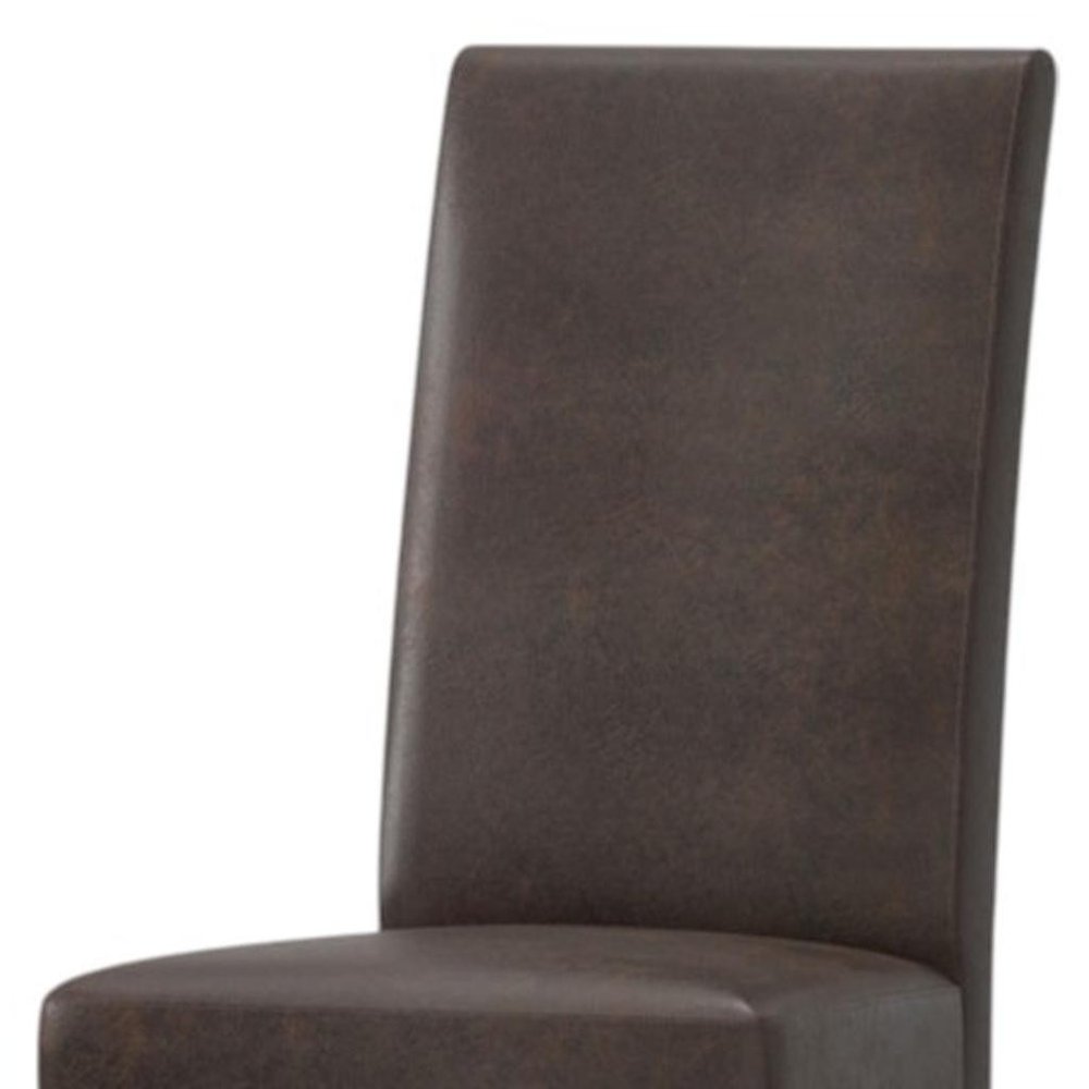 Set of Two Brown Wood Dining Parsons Chairs