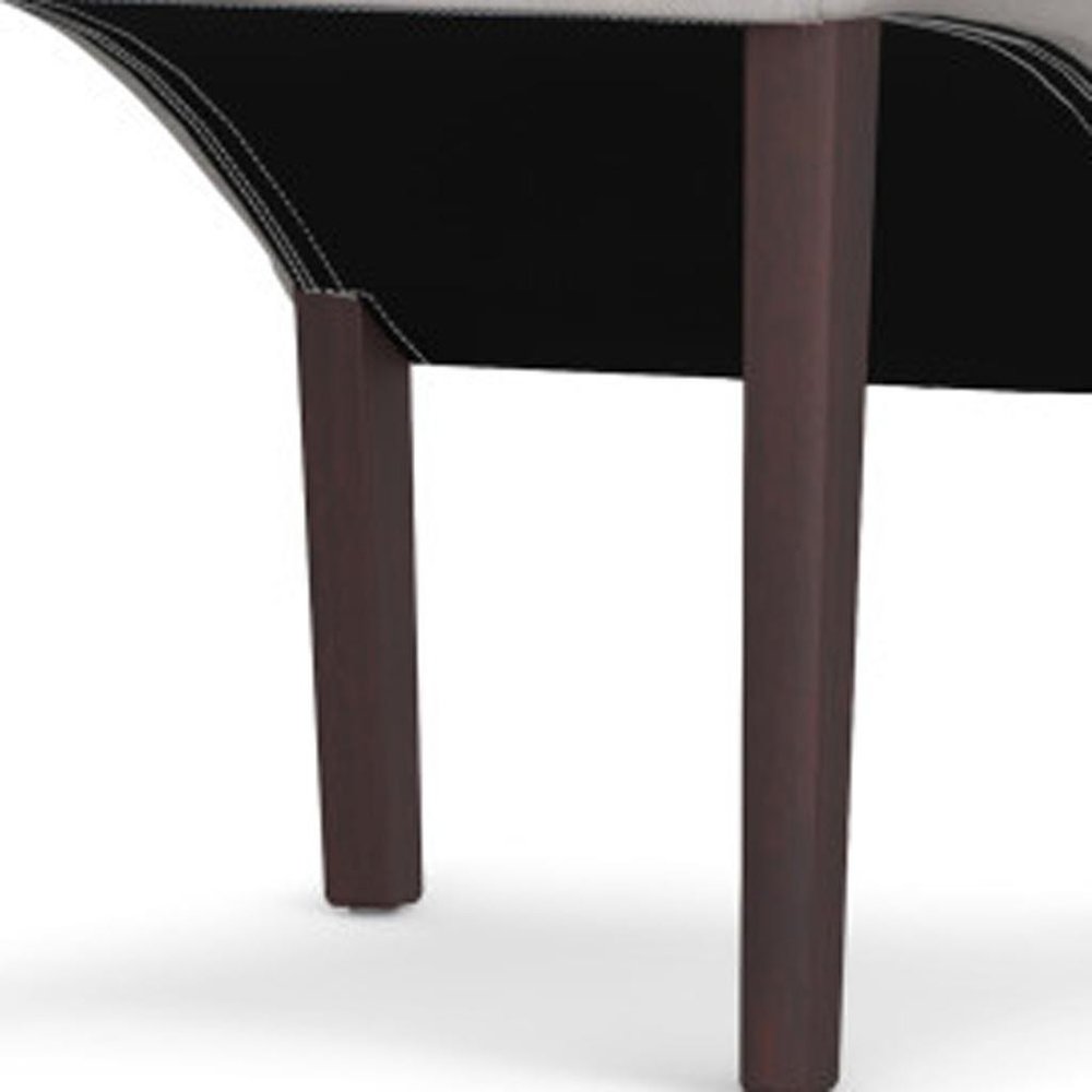 Set of Two Beige and Brown Wood Dining Parsons Chairs