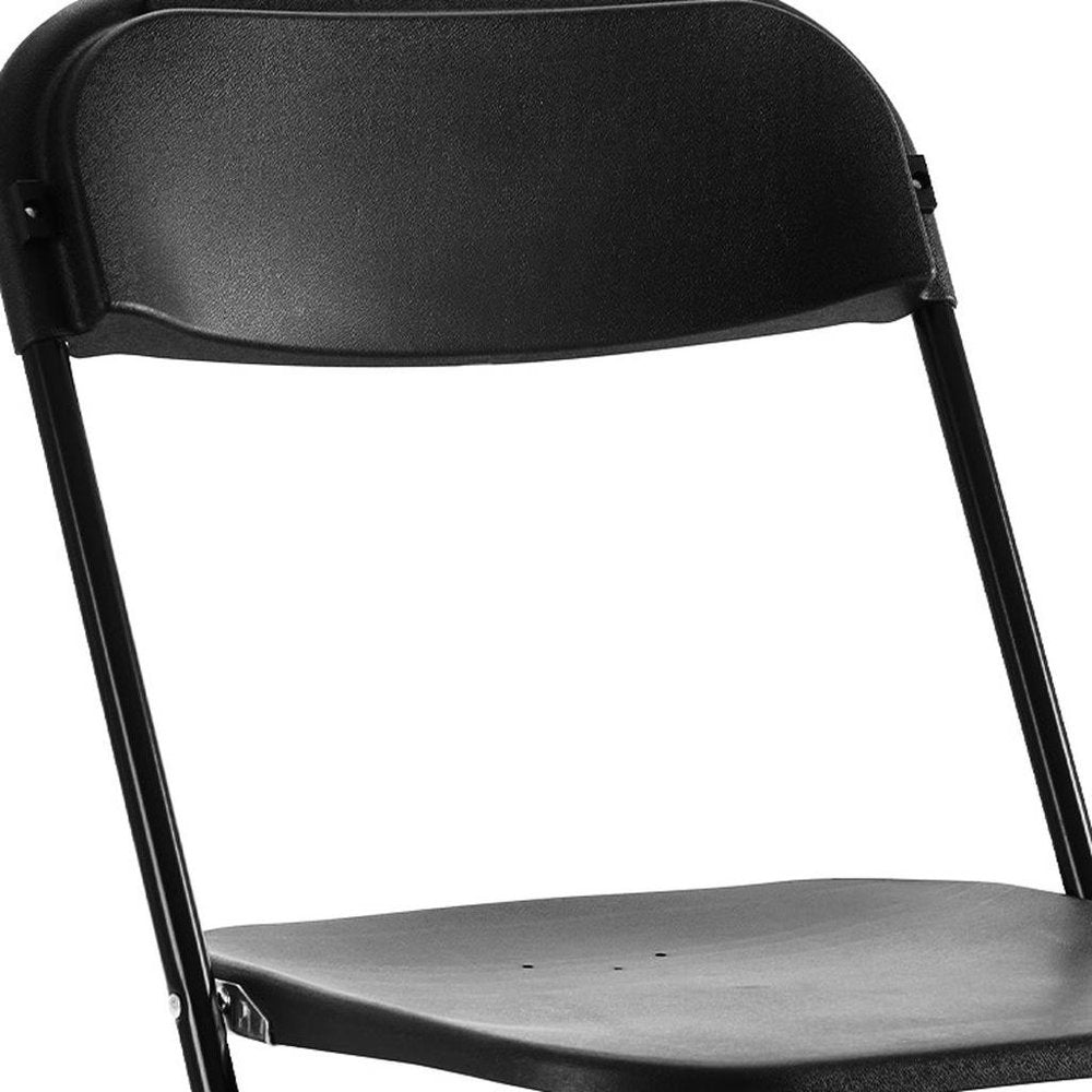 Set of Six Black Metal Outdoor Folding Stacking Dining Chairs