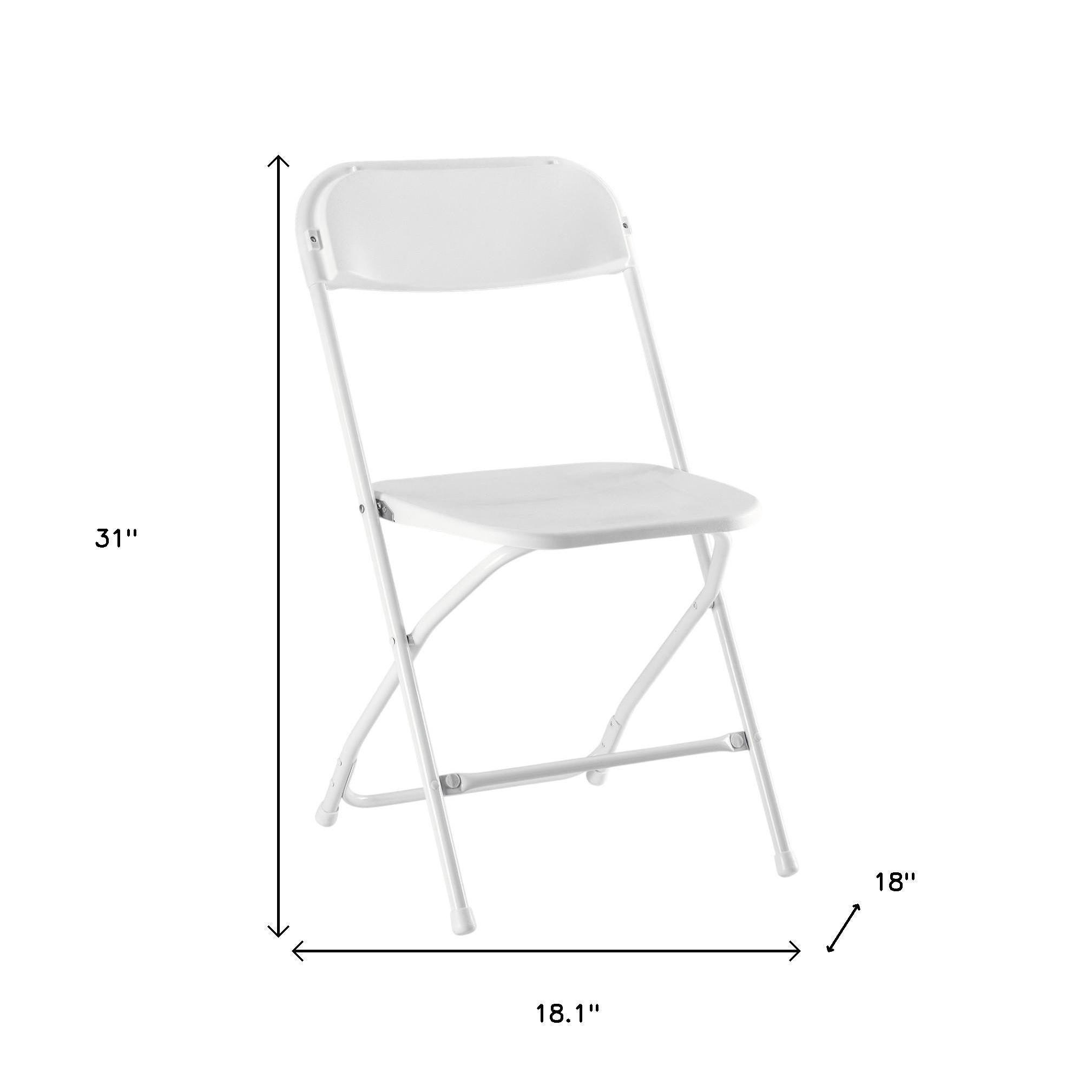 Set of Six White Metal Outdoor Folding Stacking Dining Chairs
