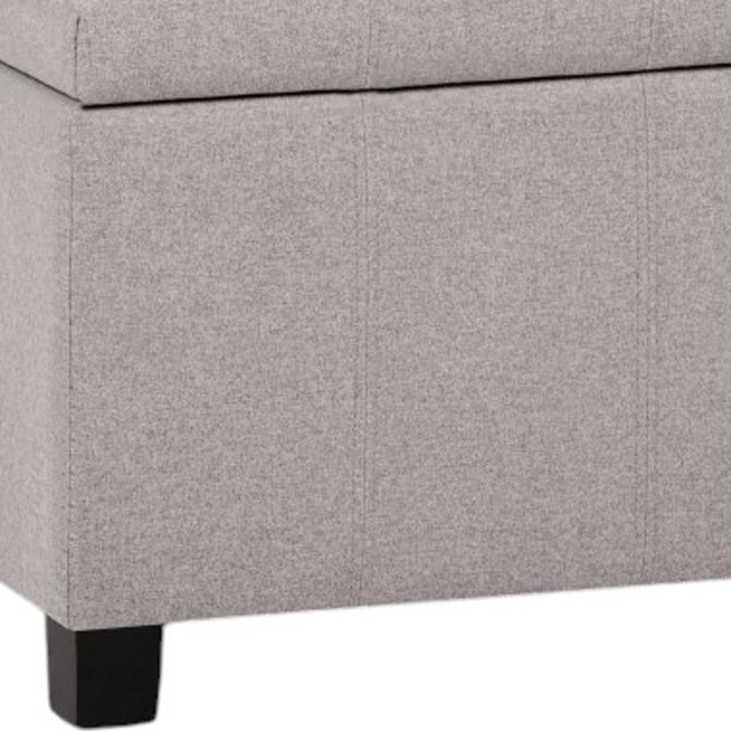 36" Light Gray and Dark Brown Faux Linen and Solid Wood Upholstered Storage Bench With Flip Top