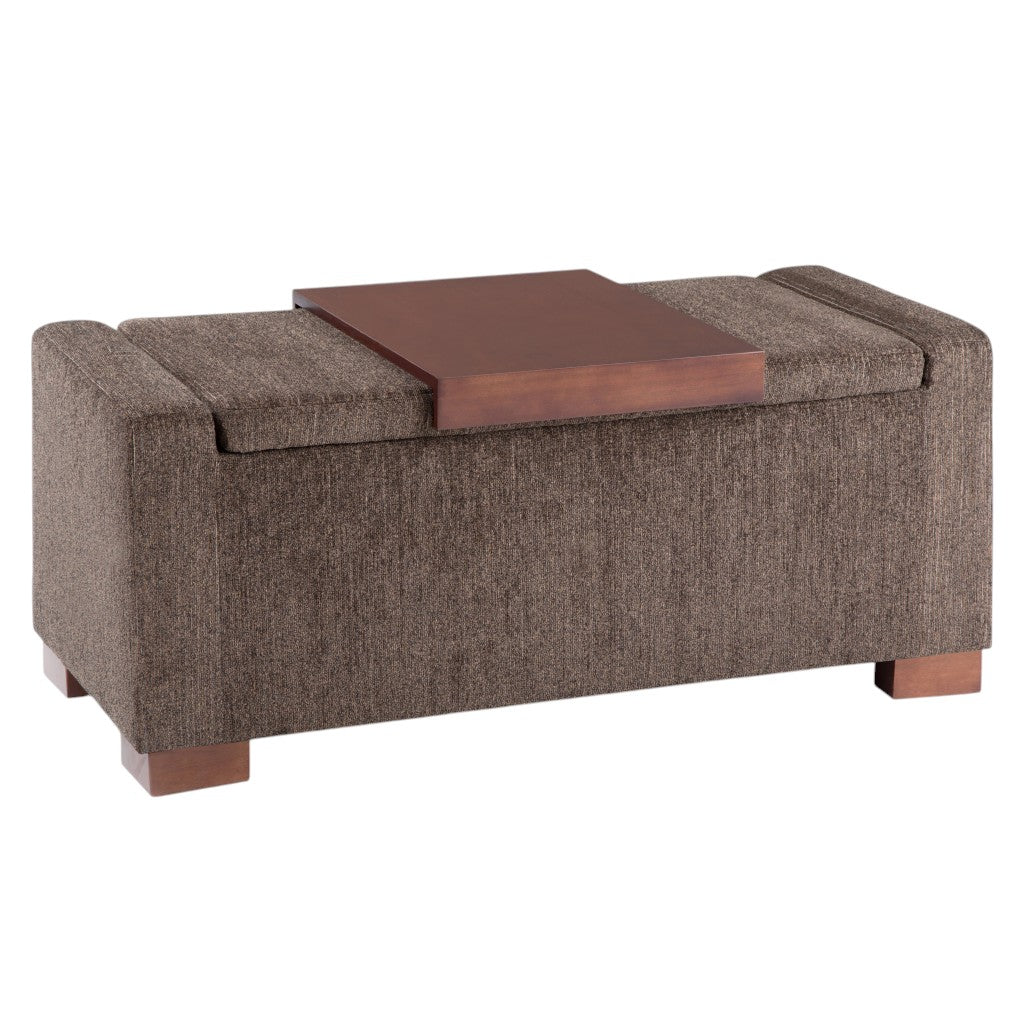43" Umber And Brown Fabric Ottoman With Storage