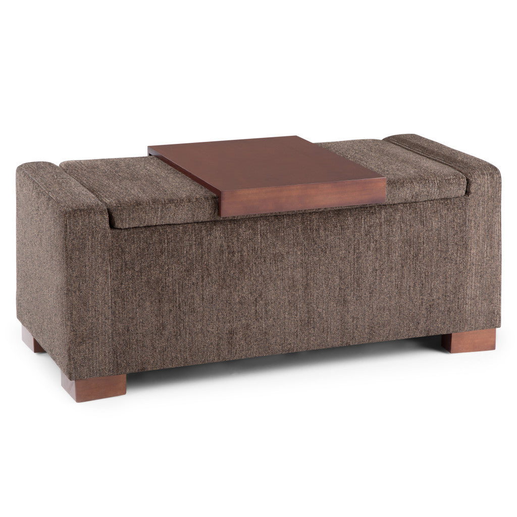 43" Umber And Brown Fabric Ottoman With Storage