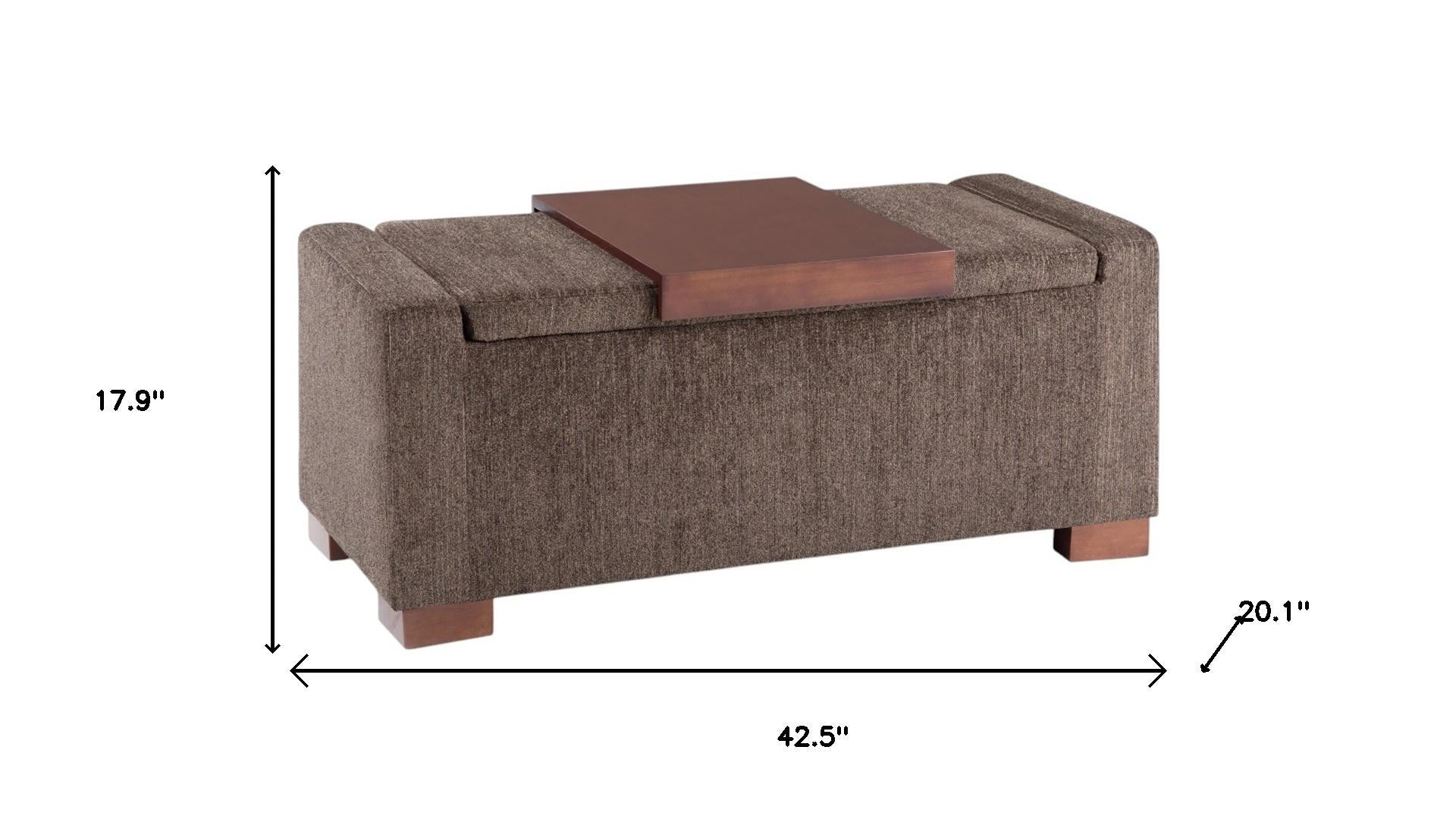 43" Umber And Brown Fabric Ottoman With Storage