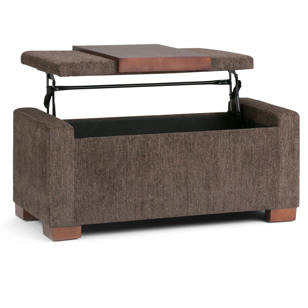 43" Umber And Brown Fabric Ottoman With Storage