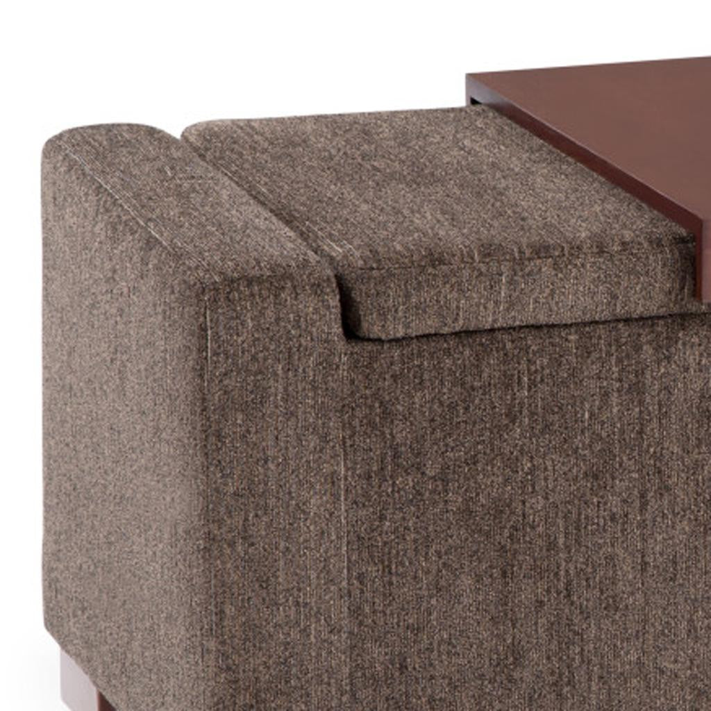 43" Umber And Brown Fabric Ottoman With Storage
