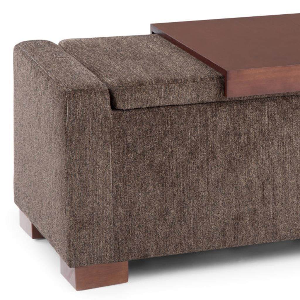 43" Umber And Brown Fabric Ottoman With Storage