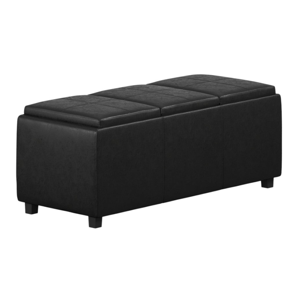 42" Black And Dark Brown Ottoman With Storage