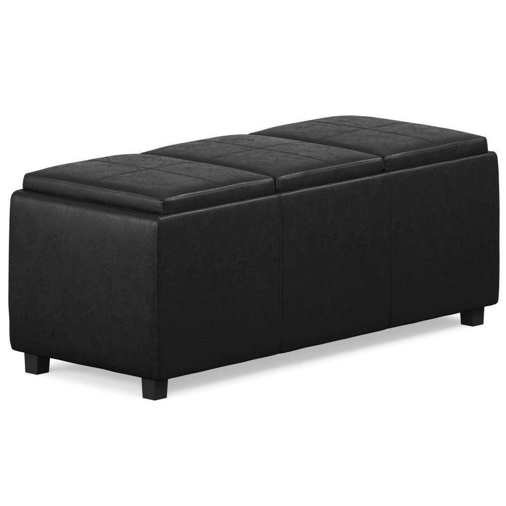 42" Black And Dark Brown Ottoman With Storage