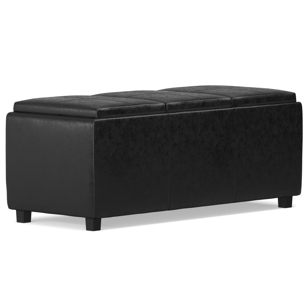 42" Black And Dark Brown Ottoman With Storage
