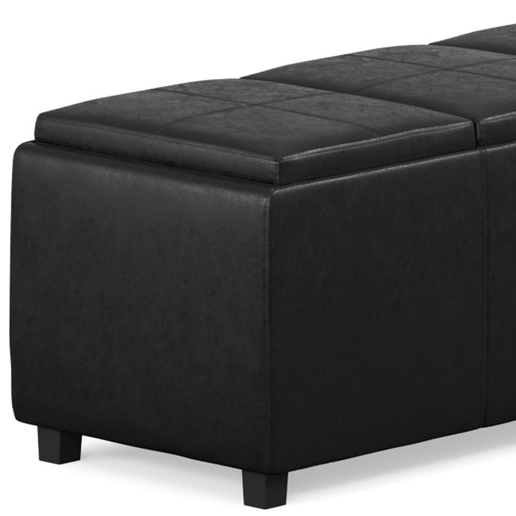 42" Black And Dark Brown Ottoman With Storage
